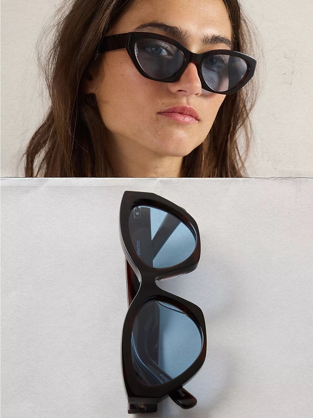 Free People Polarized Angular Cat Eye Sunglasses Black NWT FP Pouch